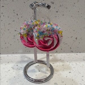 Pink Lollipop Beaded Earrings